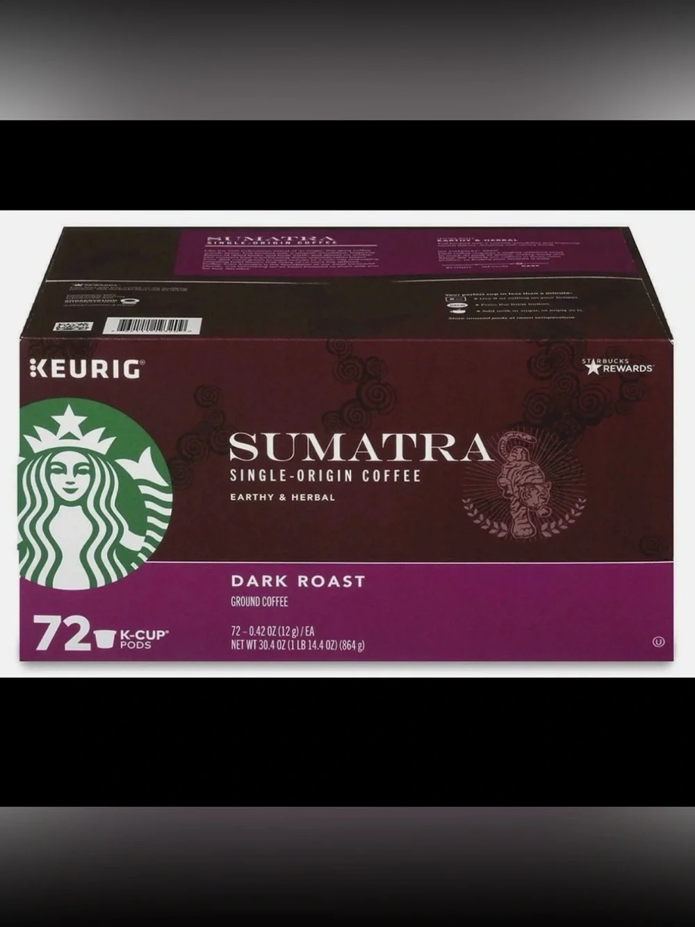 Starbucks Single-Origin Sumatra Coffee K-Cups 72 ct 30.4 oz Dark Roast